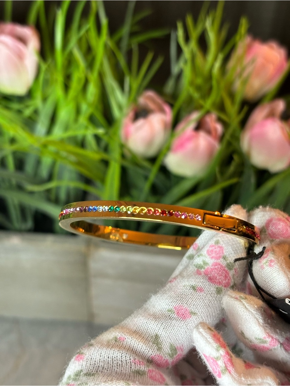 kate spade NWT Gold Rainbow Crystal Slim Bangle - Picture 6 of 16